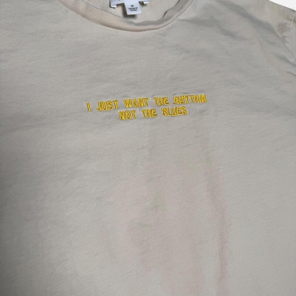 H.E.R. The Drop Graphic Tee Women Size M Beige Yellow Embroidery